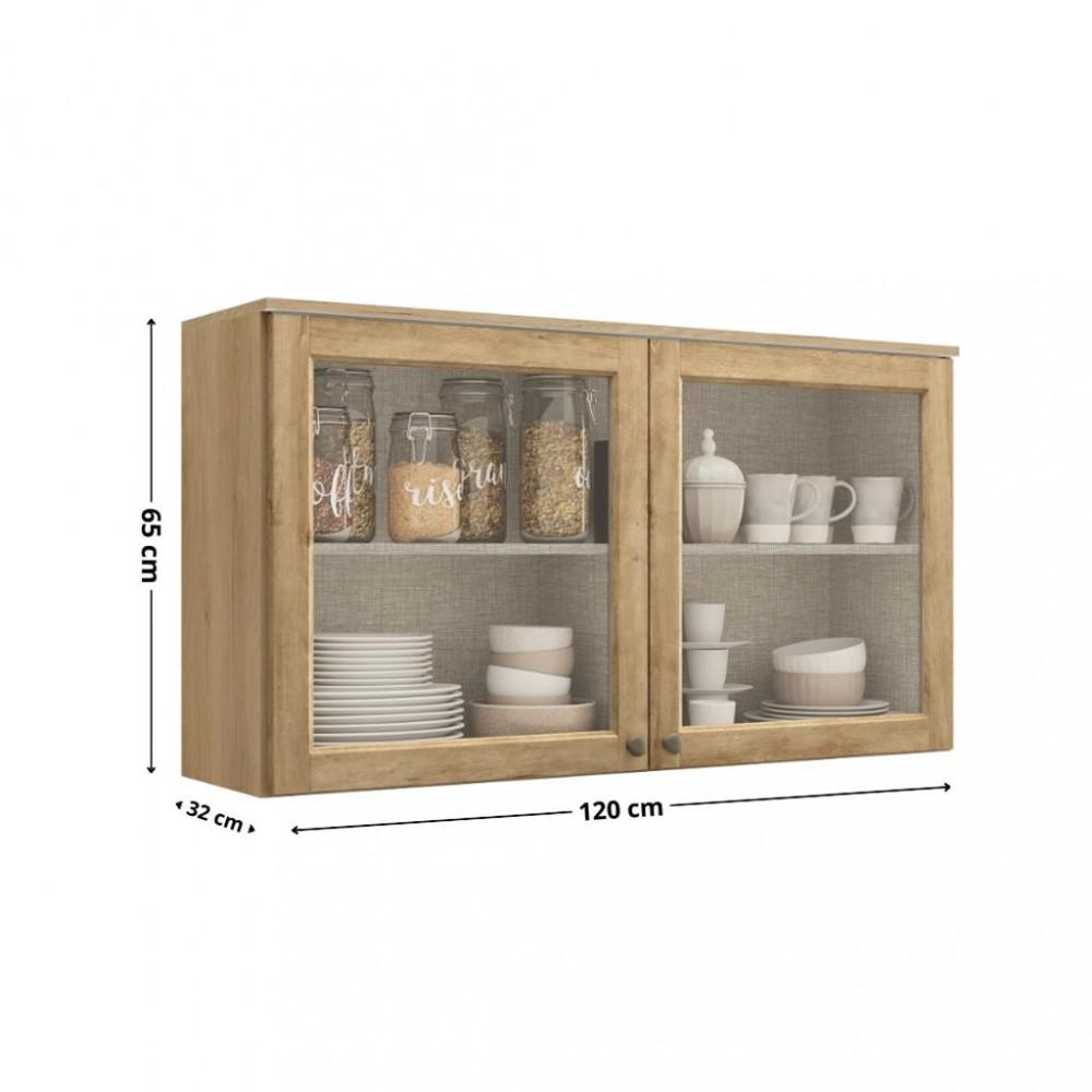 Armário Aéreo 2 Portas com Vidro 120cm Finesse THB - 3