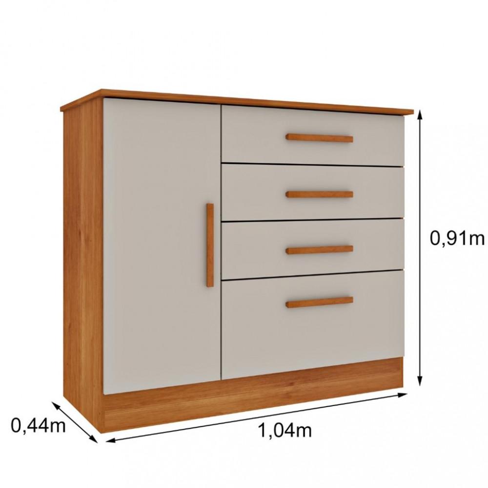 Cômoda 4 Gavetas 1 Porta Chicago Tcil - 4