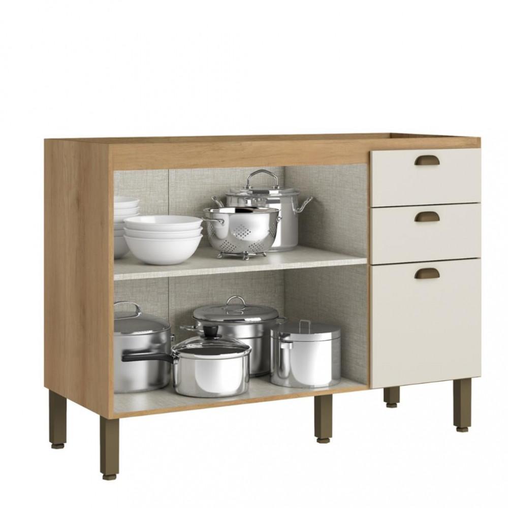 Balcão 2 Portas 3 Gavetas 120cm sem Tampo Finesse THB - 2