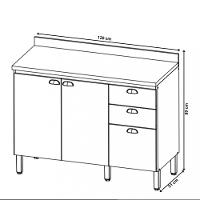 Balcão 2 Portas 3 Gavetas 120cm sem Tampo Finesse THB - 3