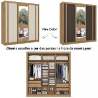 Guarda Roupa Casal Espelho 3 Portas Correr 4 Gavetas Flex Ibiza THB - 3