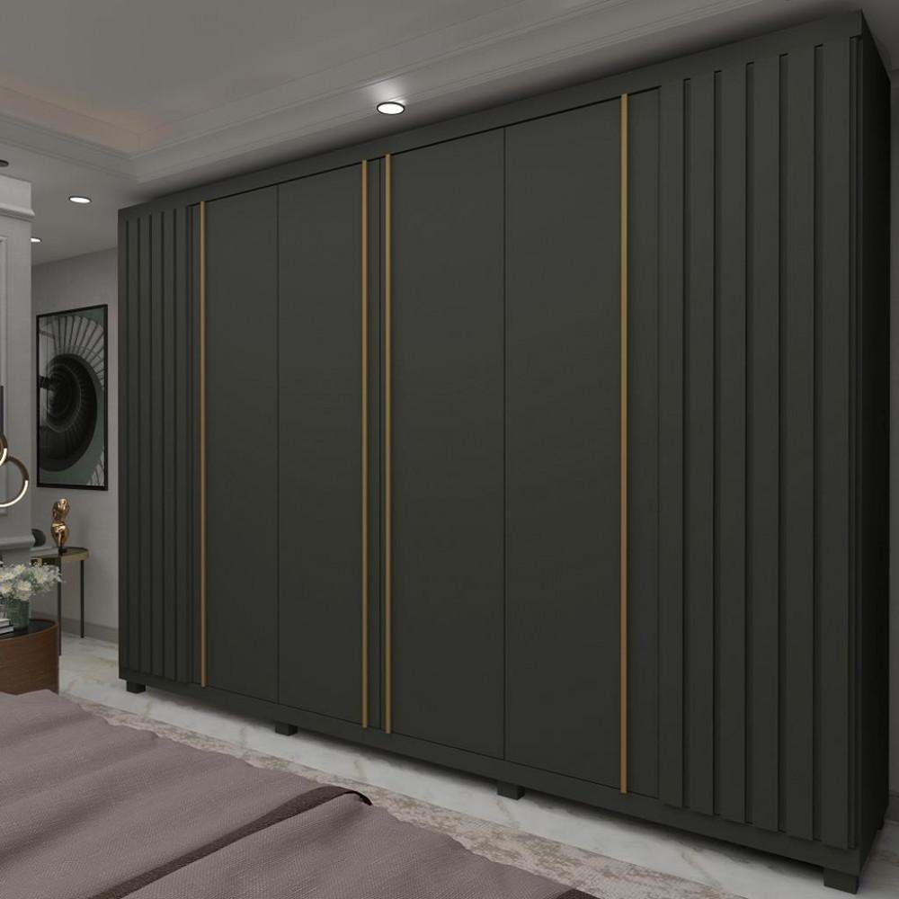 Guarda Roupa Casal com Pés 6 Portas 4 Gavetas Ripado Absolut New Gelius - 1