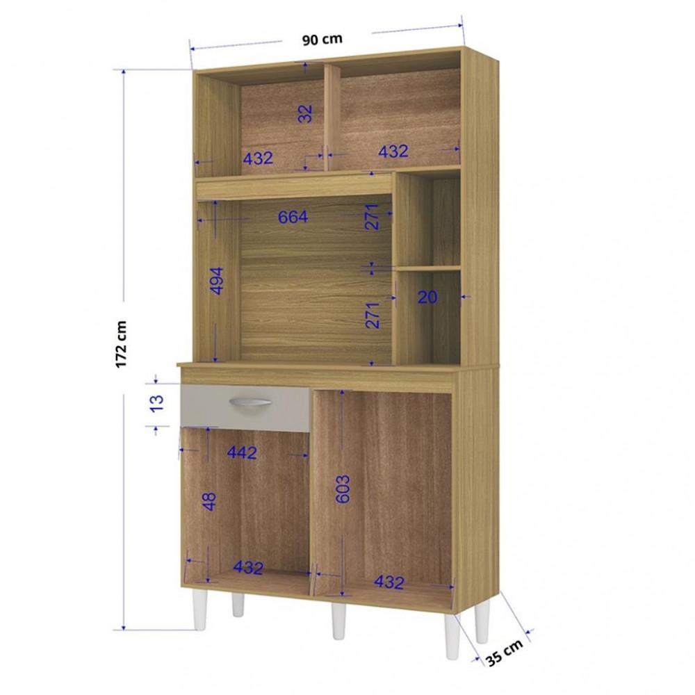 Cozinha Compacta 4 Portas 1 Gaveta 90cm Duda Poquena - 4