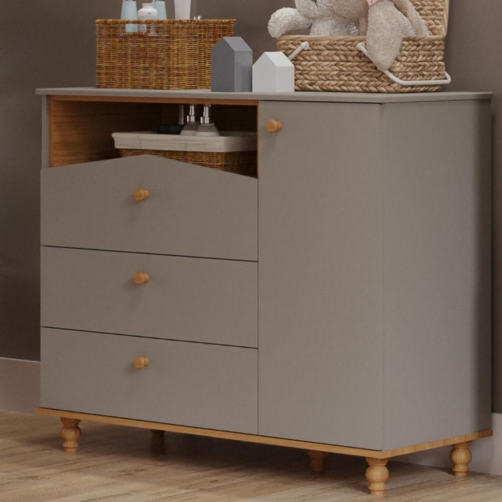 Cômoda Bebê 3 Gavetas 1 Porta Casinha Dengo Permobili - 1