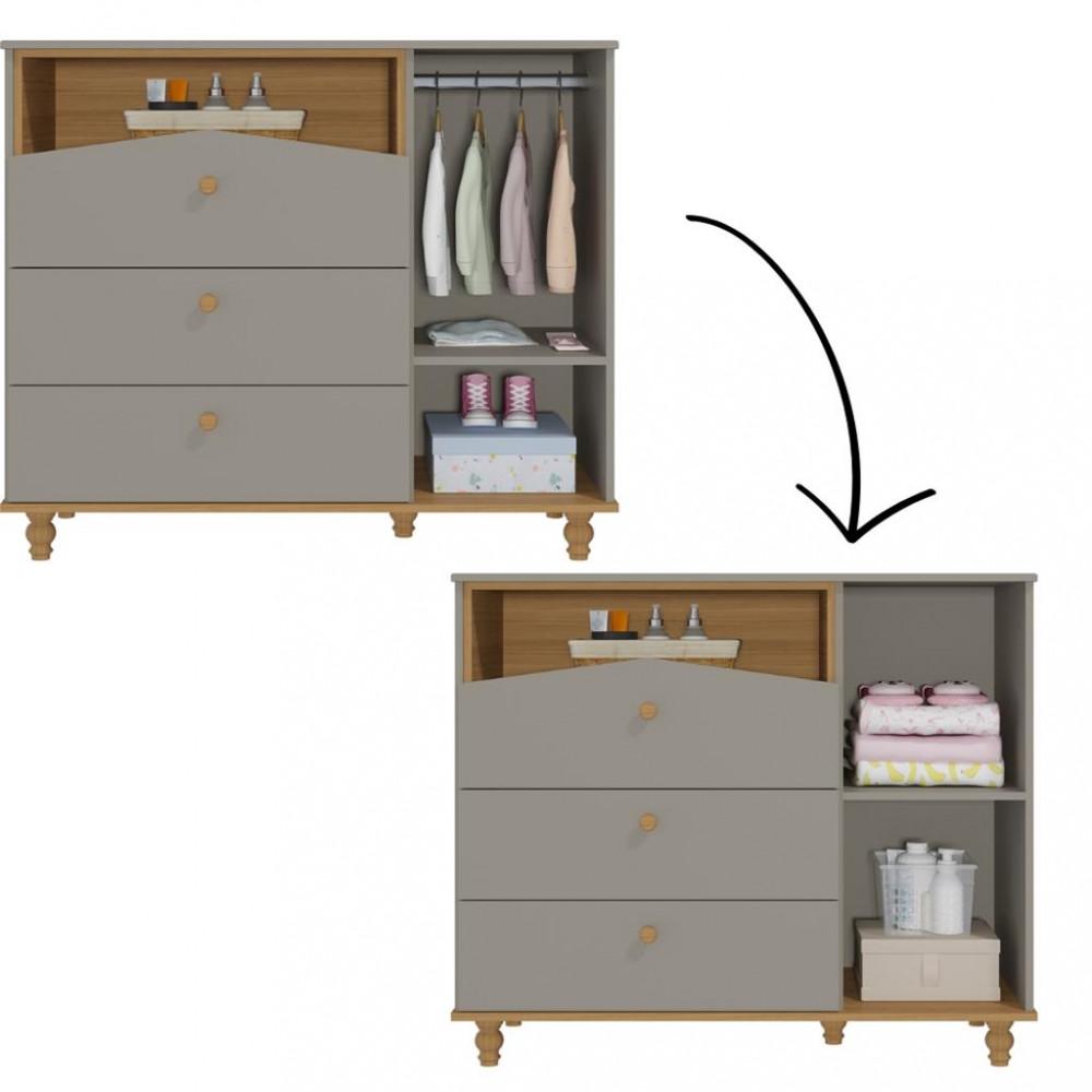Cômoda Bebê 3 Gavetas 1 Porta Casinha Dengo Permobili - 3