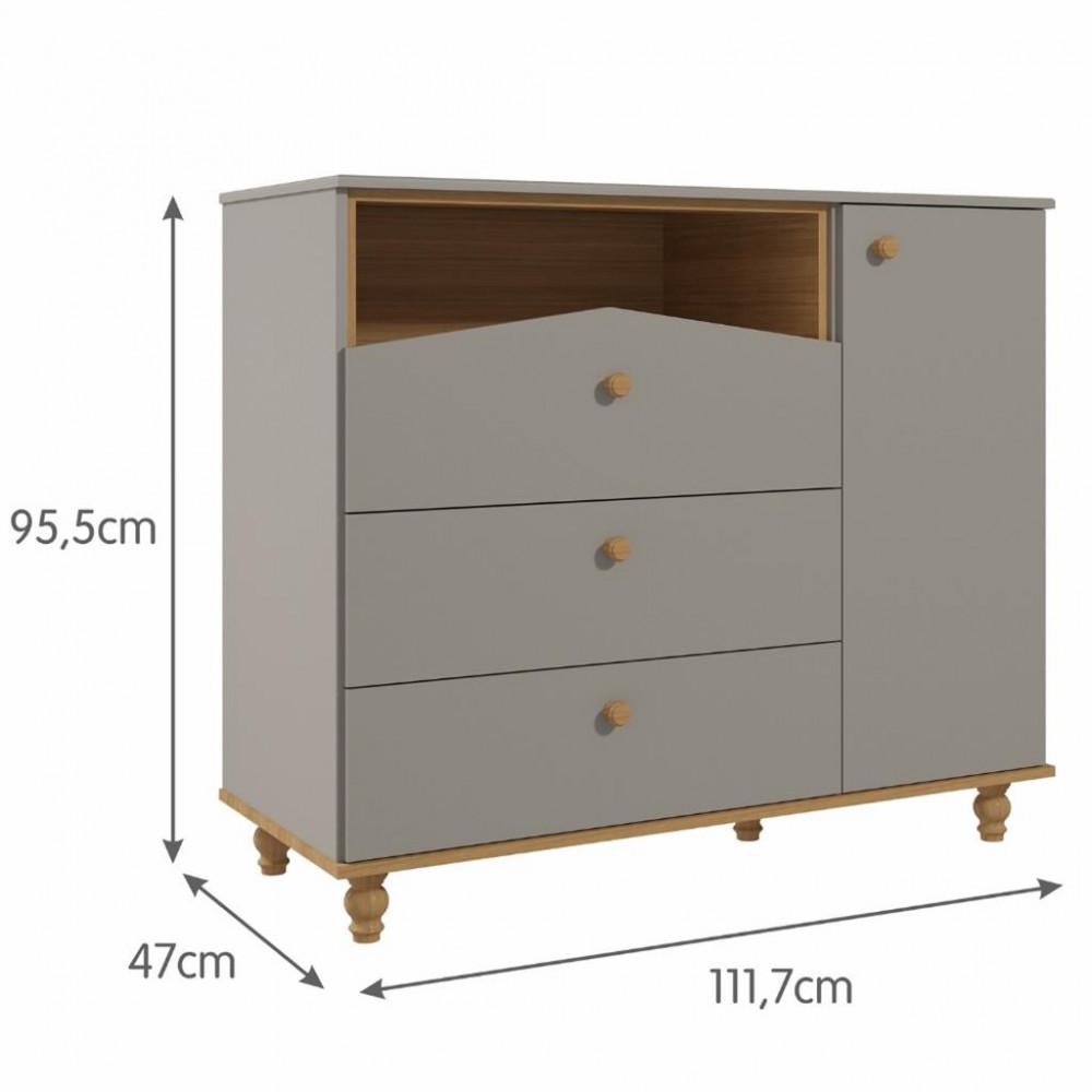 Cômoda Bebê 3 Gavetas 1 Porta Casinha Dengo Permobili - 4