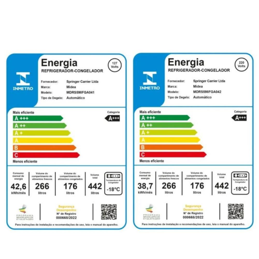 Geladeira Midea MD-RS598FGA Inverter Side By Side 442L - 4