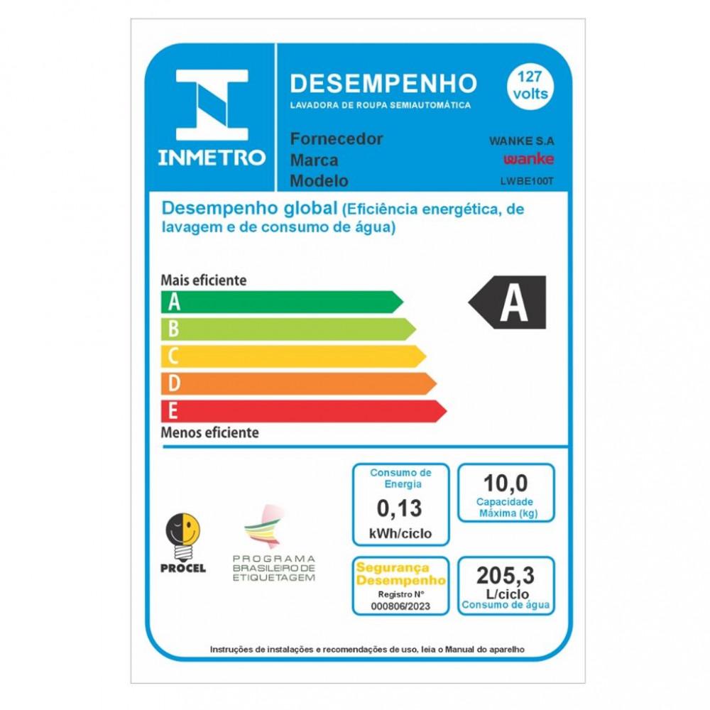 Lavadora de Roupas Wanke Comfort LWBE100T3 Semiautomática 10Kg - 4