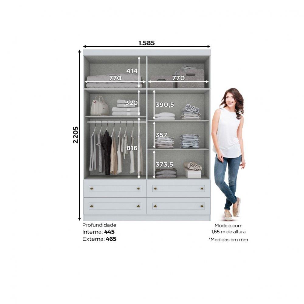 Guarda Roupa Infantil 4 Portas 4 Gavetas Americano Henn - 4