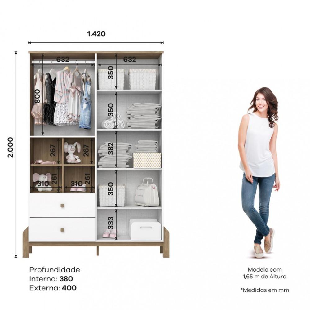 Guarda Roupa Bebê 4 Portas 2 Gavetas Ternura Henn - 3