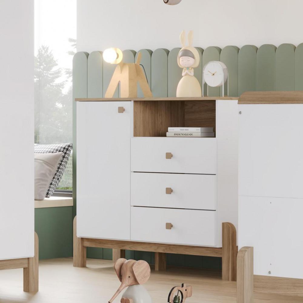 Cômoda de Bebê 3 Gavetas 1 Porta Carinho Henn - 1