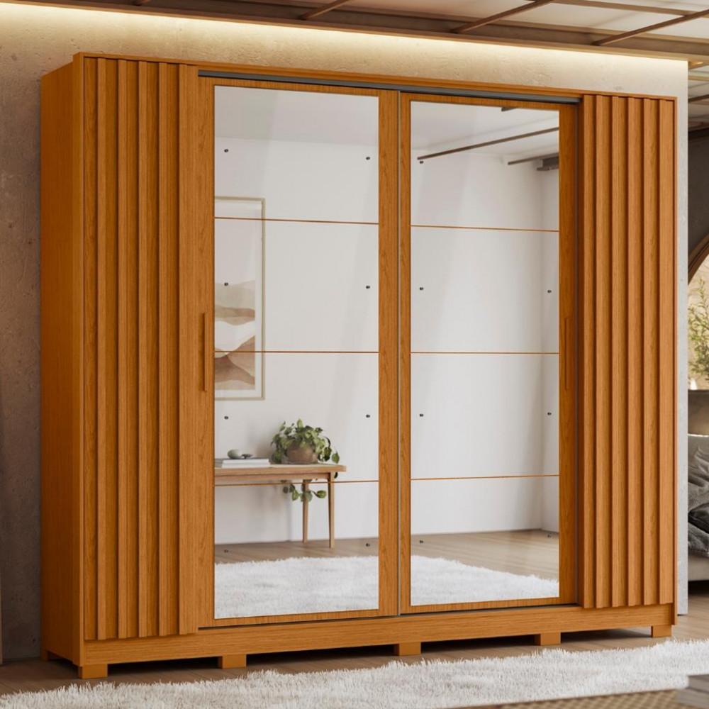 Guarda Roupa Casal 8 Espelho 4 Portas 4 Gavetas Ripado Flex Jacaranda Albatroz - 1