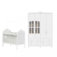 Quarto de Bebê Completo Berço Mini Cama Capitonê e Guarda-Roupa 100 MDF com Janela Elô New Móveis Peroba - 2