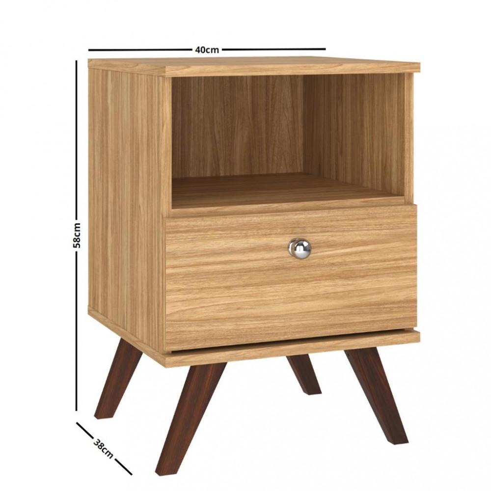 Mesa de Cabeceira 1 Gaveta Retro Movelbento - 3