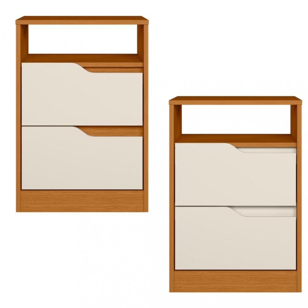 Mesa de Cabeceira 2 Gavetas Flex Sole Albatroz - 2