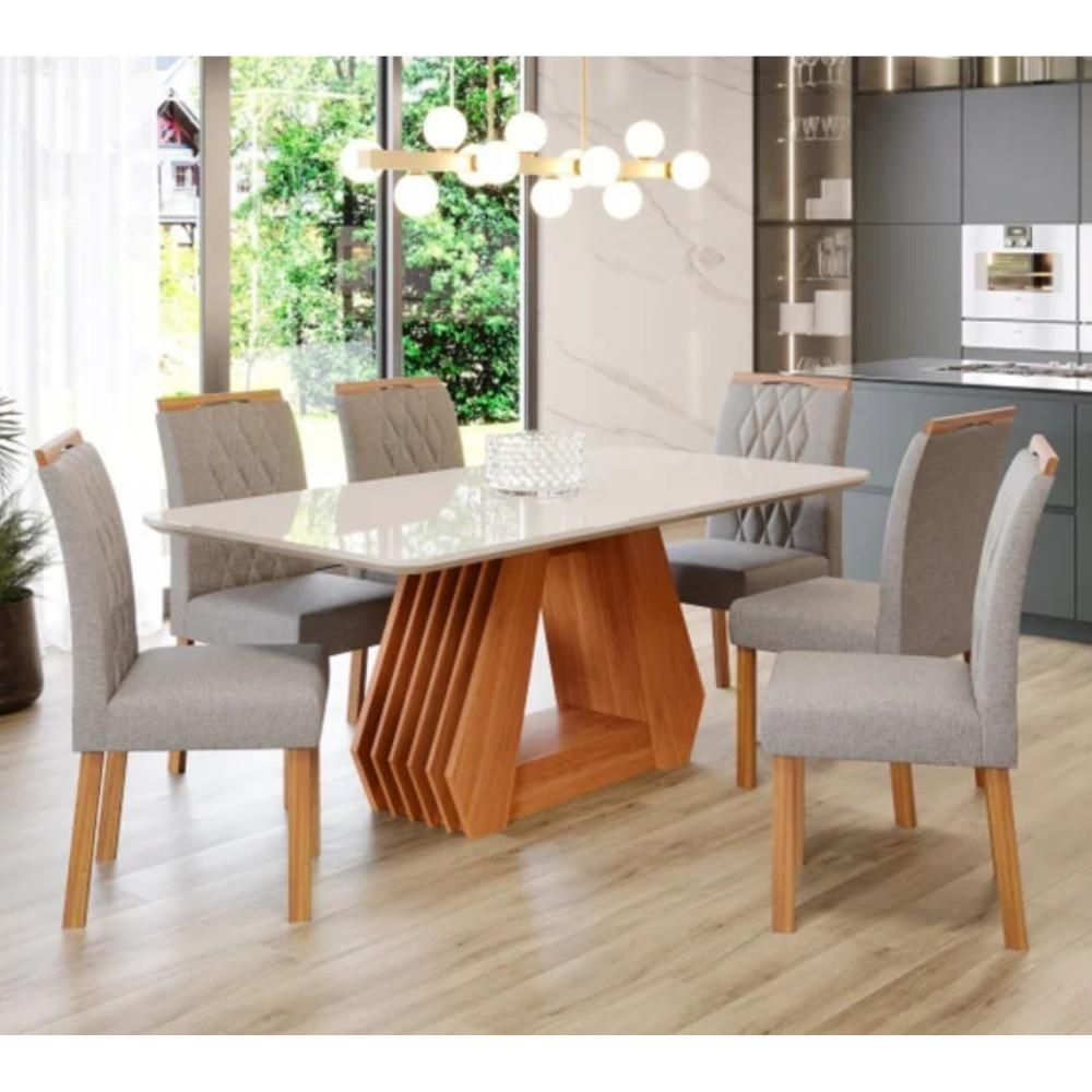 Conjunto Sala de Jantar Mesa Ágata 180cm 6 Cadeiras Juliana Cimol - 1