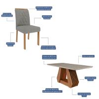 Conjunto Sala de Jantar Mesa Ágata 180cm 6 Cadeiras Juliana Cimol - 3