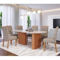 Conjunto Sala de Jantar Mesa Ester 210cm Oval 6 Cadeira Fernanda Cimol - 1