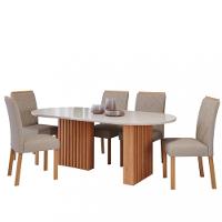 Conjunto Sala de Jantar Mesa Ester 210cm Oval 6 Cadeira Fernanda Cimol - 2