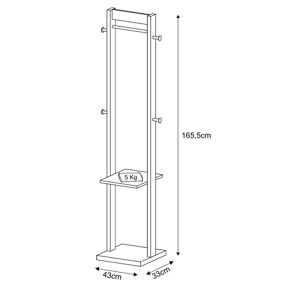 Cabideiro com Prateleira AZ1019 Tecnomobili - 3