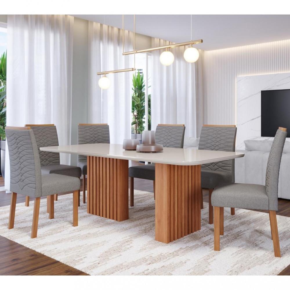 Conjunto Sala de Jantar Mesa Ester  180cm 6 Cadeira Clarice Cimol - 1