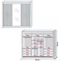 Guarda Roupa Casal 1 Espelho 3 Portas de Correr 6 Gavetas Ripado Athenas Europa - 4