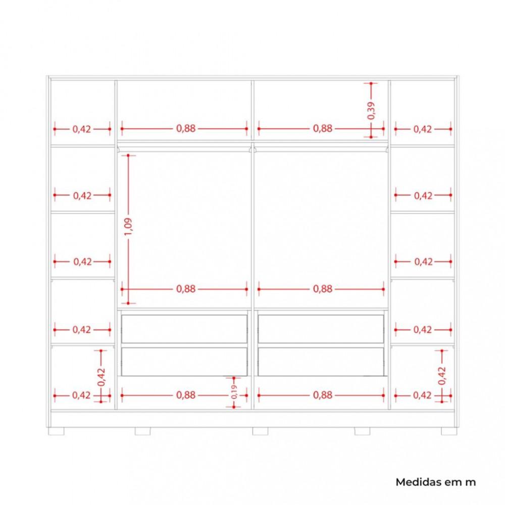 Guarda Roupa Casal 4 Portas 4 Gavetas Flex Jacaranda Albatroz - 6