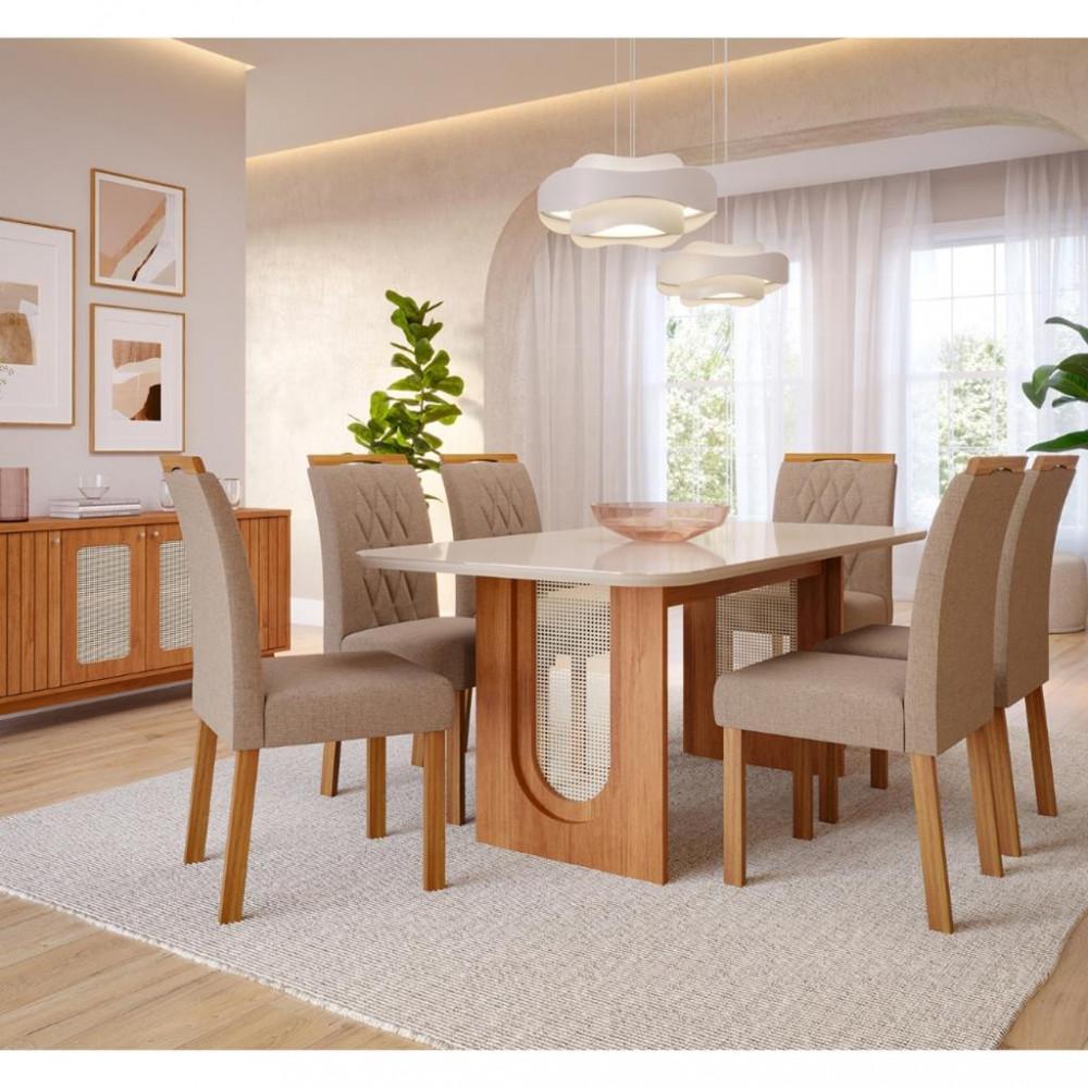 Conjunto Sala de Jantar Mesa Valentina 180cm 6 Cadeira Juliana Cimol - 1