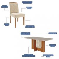 Conjunto Sala de Jantar Mesa Louise 180cm 6 Cadeira Fernanda Cimol - 3