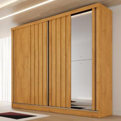 Guarda Roupa Casal 1 Espelho 2 Portas de Correr 4 Gavetas Ripado Galati Made Marcs