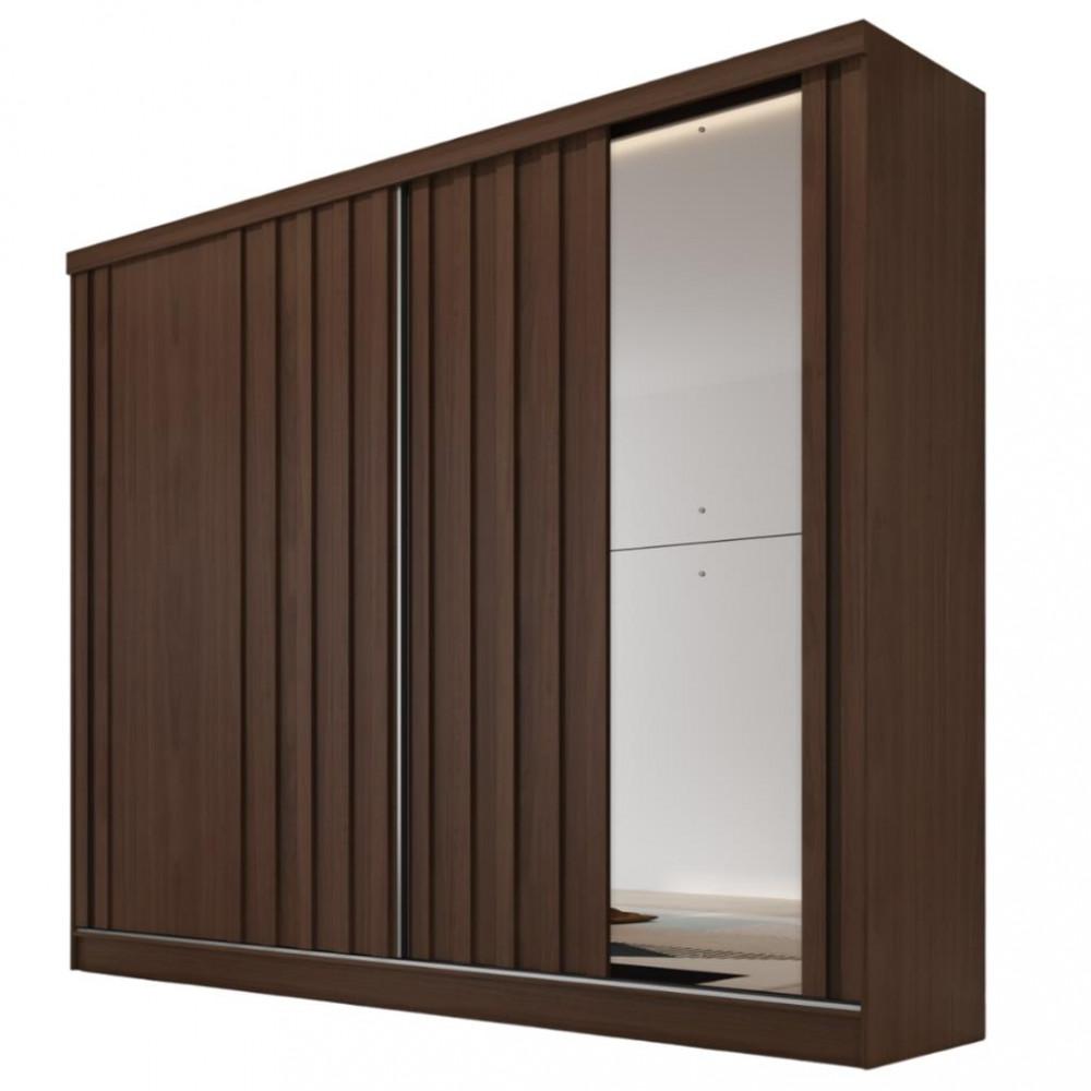 Guarda Roupa Casal 1 Espelho 2 Portas de Correr 4 Gavetas Ripado Galati Made Marcs - 2