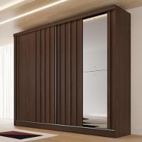 Guarda Roupa Casal 1 Espelho 2 Portas de Correr 4 Gavetas Ripado Galati Made Marcs - 1