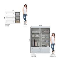 Quarto de Bebê Guarda-Roupa 4 Portas 4 Gavetas e Cômoda 4 Gavetas 1 Porta Americano Henn - 3