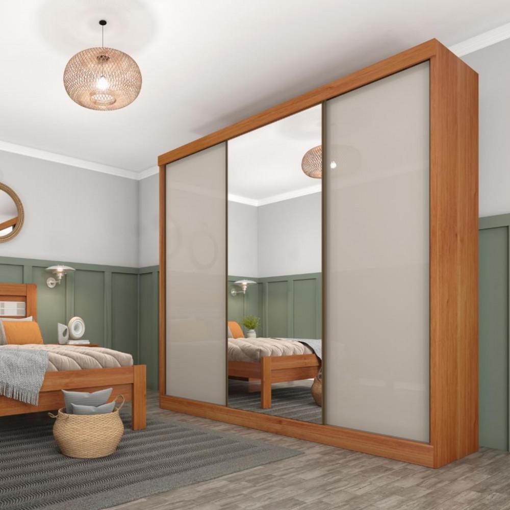 Guarda Roupa Casal 3 Portas 4 Gavetas Espelho Dacar Tcil - 1