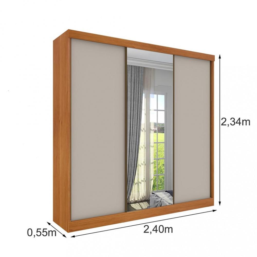 Guarda Roupa Casal 3 Portas 4 Gavetas Espelho Dacar Tcil - 4