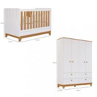 Quarto de Bebê Berço Mini Cama e Guarda-Roupa 4 portas 4 gavetas Liza Permobili - 4