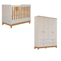 Quarto de Bebê Berço Mini Cama e Guarda-Roupa 4 portas 4 gavetas Liza Permobili - 2