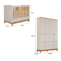 Quarto de Bebê Berço Mini Cama e Guarda-Roupa 4 portas 4 gavetas Liza Permobili - 4