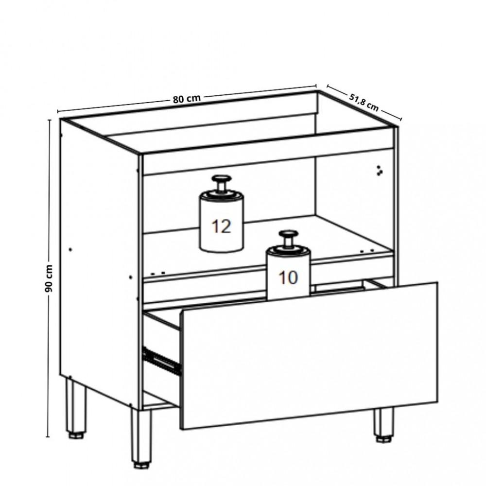 Balcão 1 Porta 1 Gaveta 80cm Art Kits Parana - 4