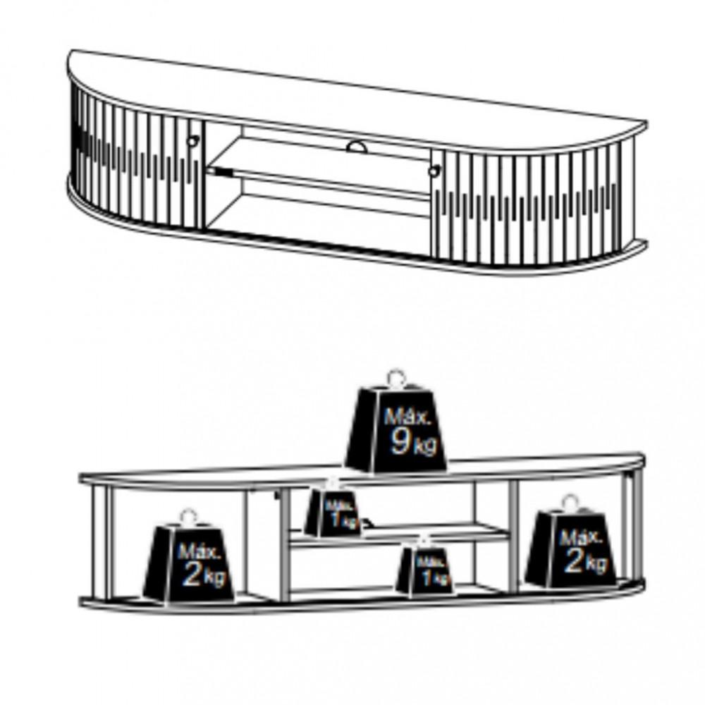 Rack Suspenso para TV até 60 Polegadas 2 Portas Modena Madetec - 3