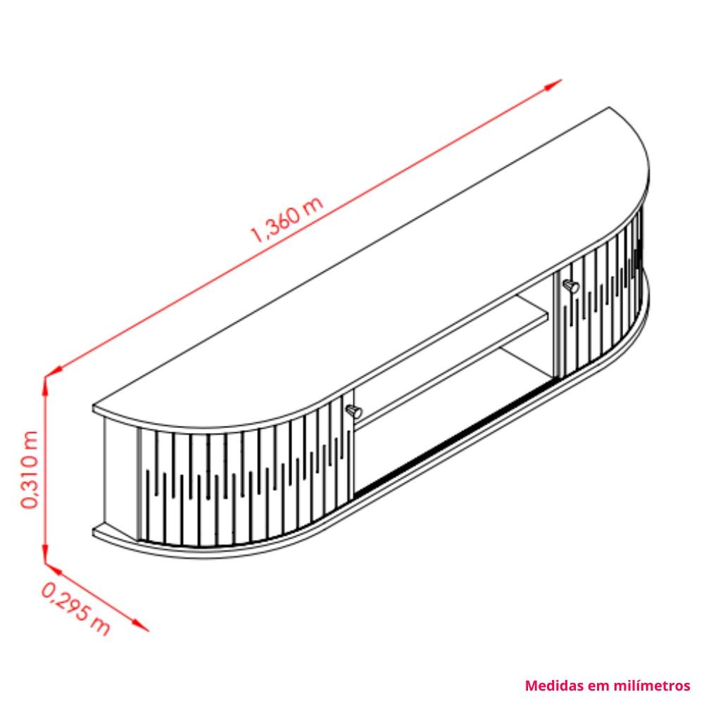 Rack Suspenso para TV até 60 Polegadas 2 Portas Modena Madetec - 4