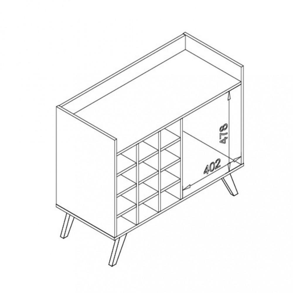 Aparador com Adega 12 Garrafas 1 Porta RT 3111 Movelbento - 4