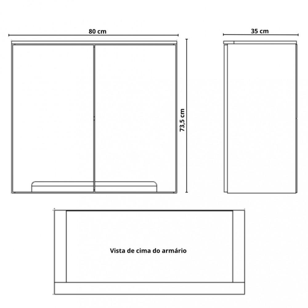 Armario Aereo 2 Portas 80cm Manhattan Herval - 4