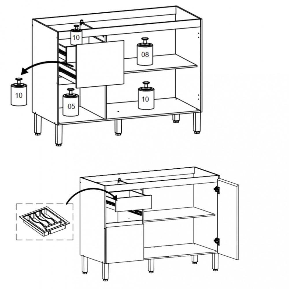 Balcão 3 Porta 2 Gaveta 120cm Art Kits Parana - 3