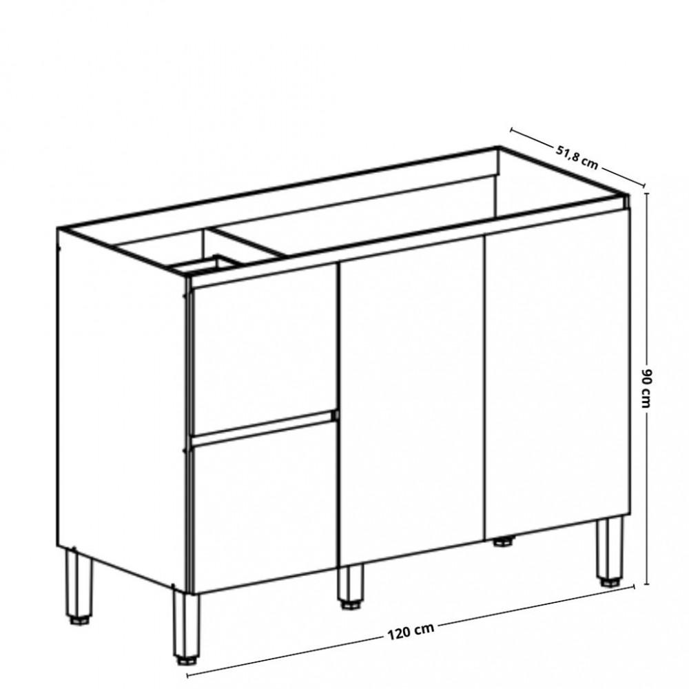 Balcão 3 Porta 2 Gaveta 120cm Art Kits Parana - 4