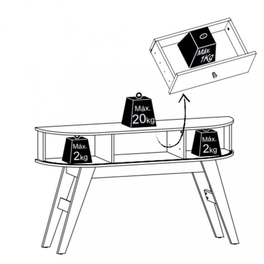 Aparador 2 Portas 1 Gaveta Estoril Madetec - 3