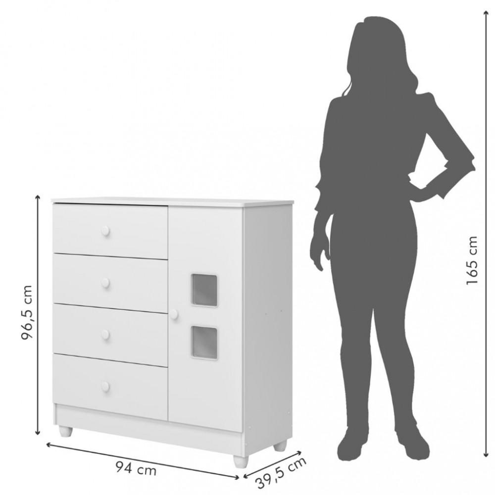 Cômoda Infantil 1 Porta 4 Gavetas Life Tigus Baby - 4