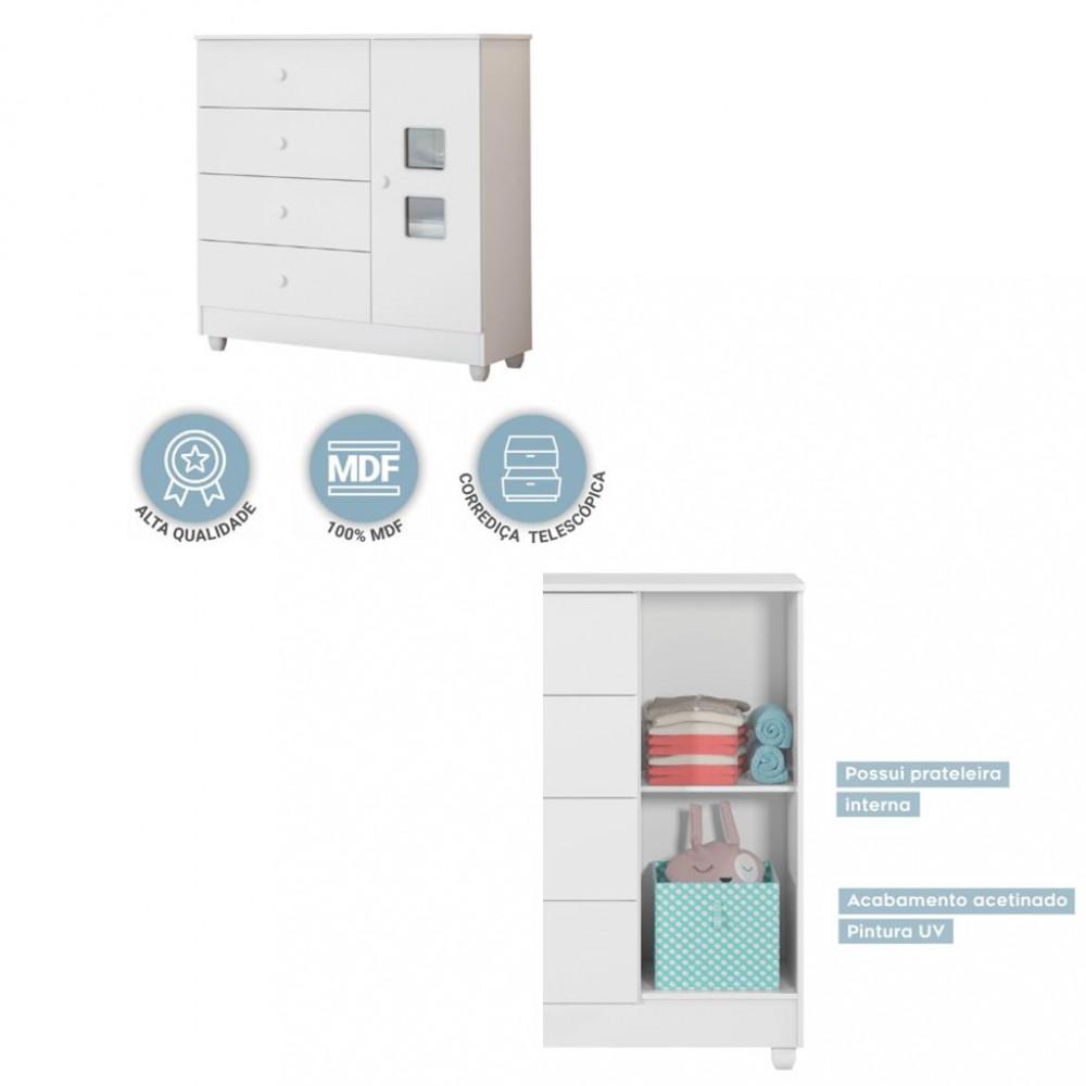 Cômoda Infantil 1 Porta 4 Gavetas Life Tigus Baby - 5