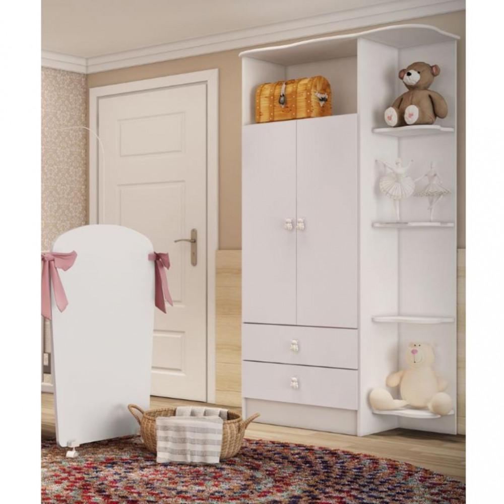 Guarda Roupa Infantil 2 Portas 2 Gavetas com Cantoneira Corujinha Percasa - 1