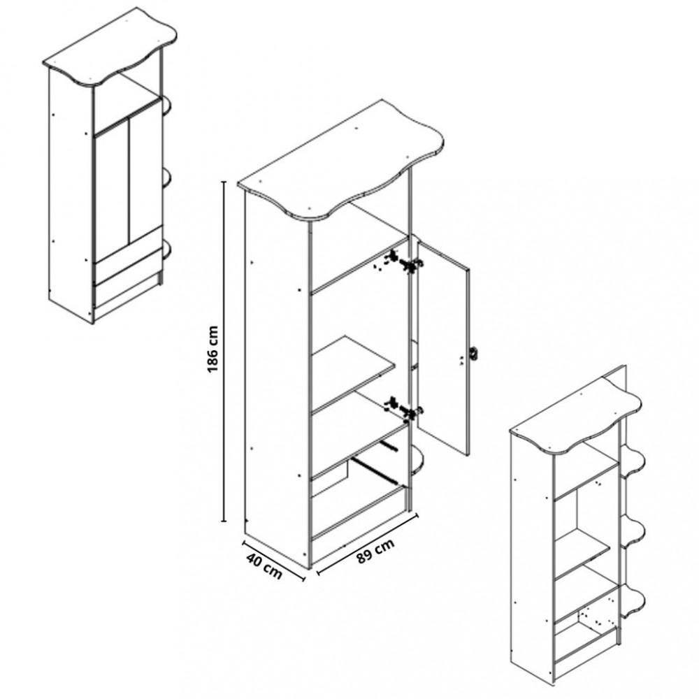 Guarda Roupa Infantil 2 Portas 2 Gavetas com Cantoneira Corujinha Percasa - 4